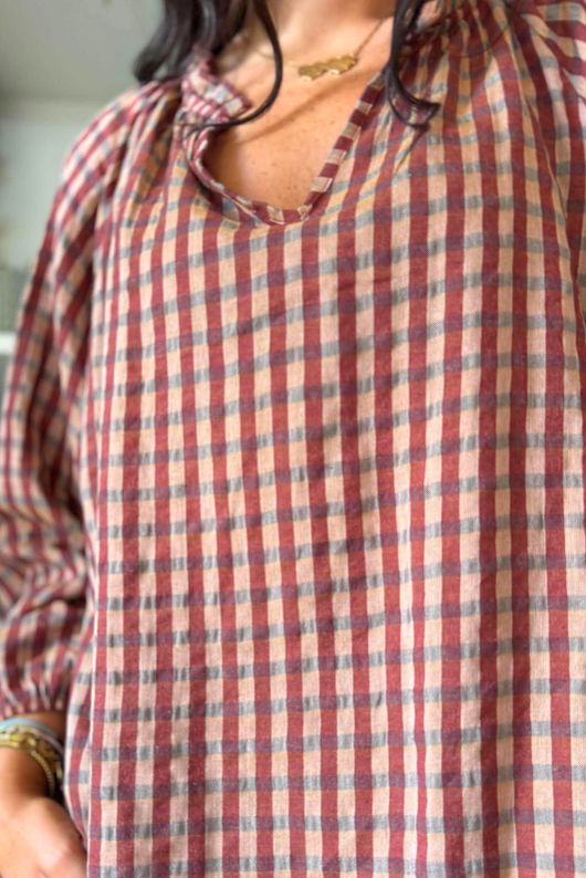 Vivienne Plaid Heathcliff Blouse Chestnut & Hazelnut